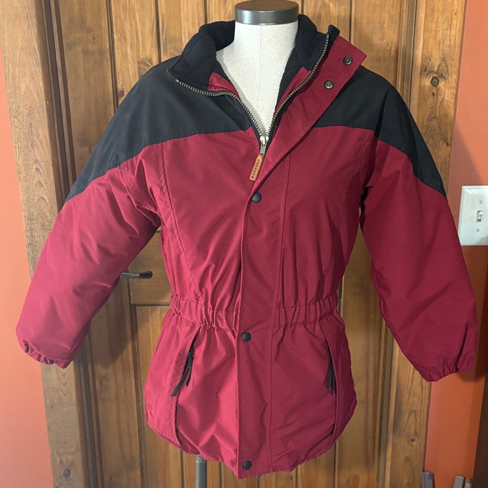 Burgundy and Black Zip-Up Western Outback Ranch Jacket - Size S